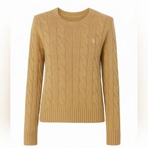RALPH LAUREN Beige Cable-Knit Sweater | Wool-Cashmere Blend | Fits Medium